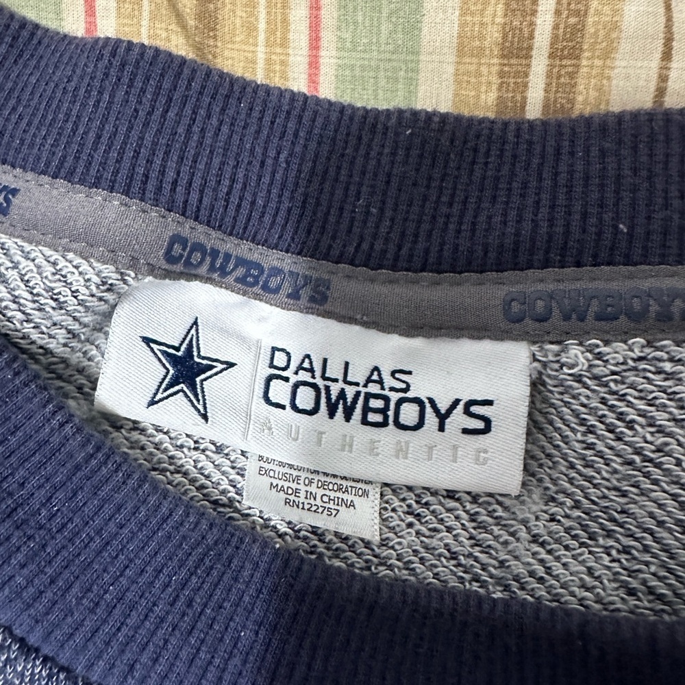 NFL Dallas Cowboys Heathered Navy Crewneck Sweater - Picture 3 of 4